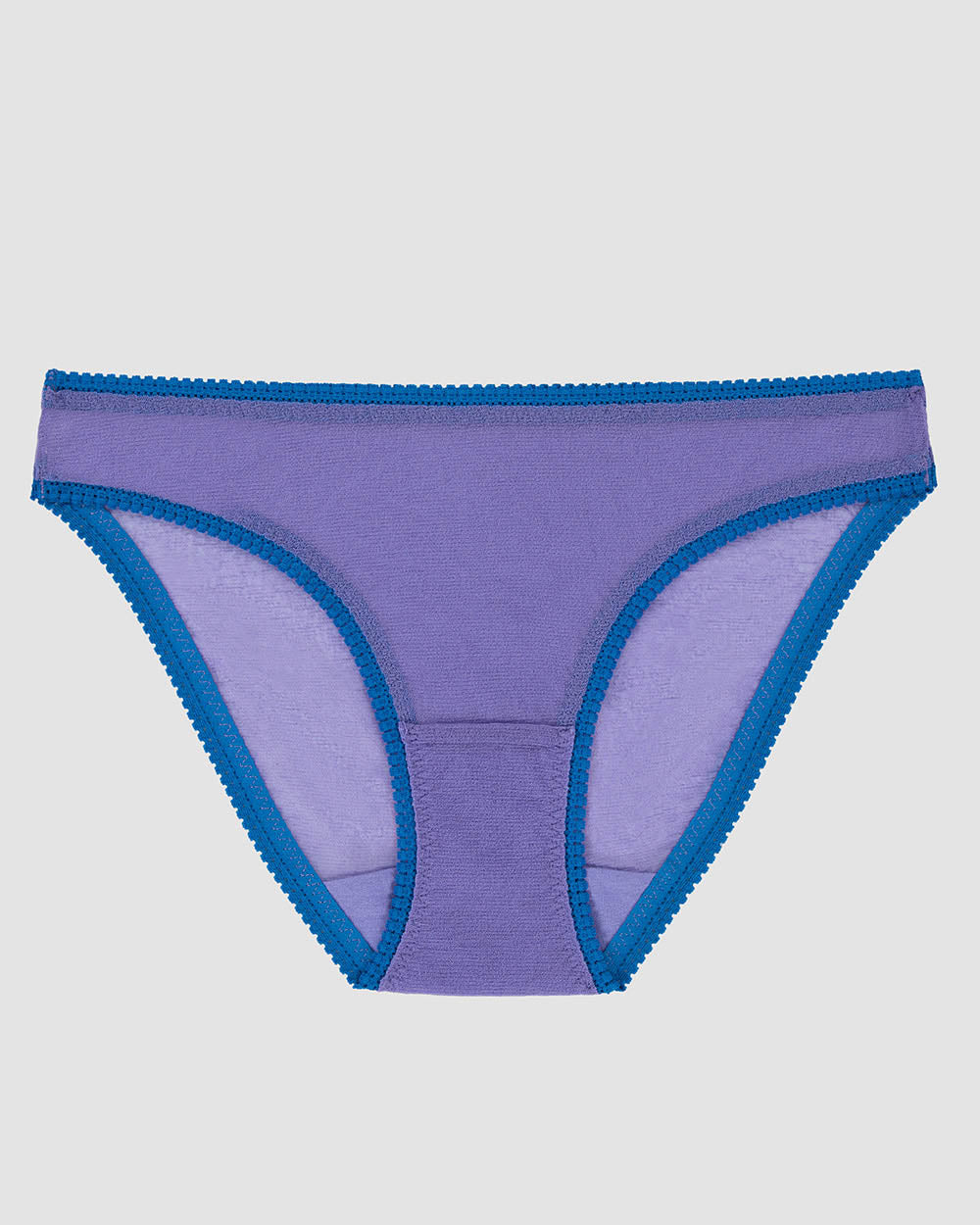 A twilight blue Gossamer Mesh Hip Bikini Underwear