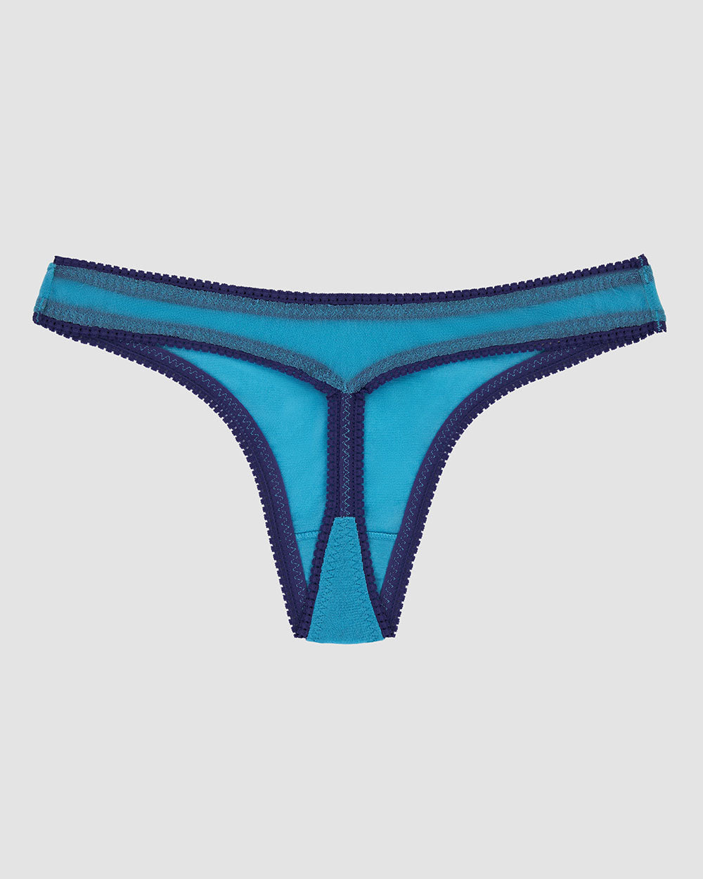 Gossamer Mesh Hip G Thong Underwear - Delphinium Blue back view