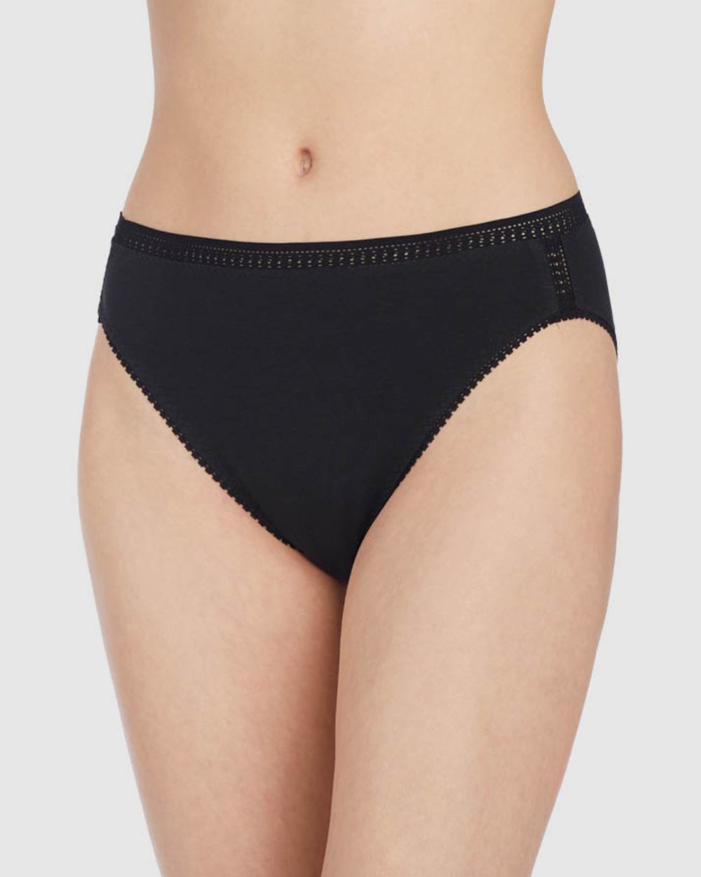 Cabana Cotton Hi Cut Brief Underwear - Black