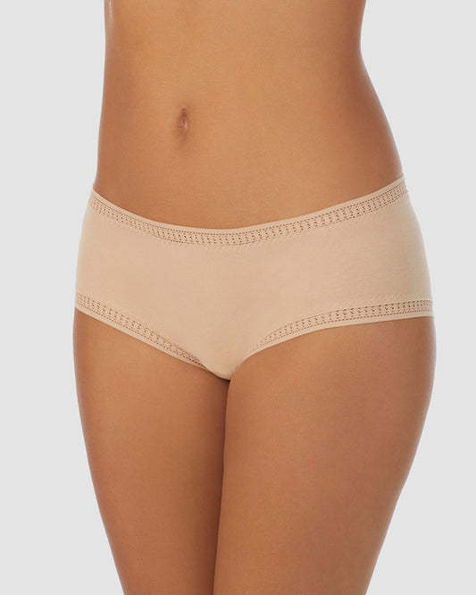 A lady wearing Champagne Cabana Cotton Boyshort
