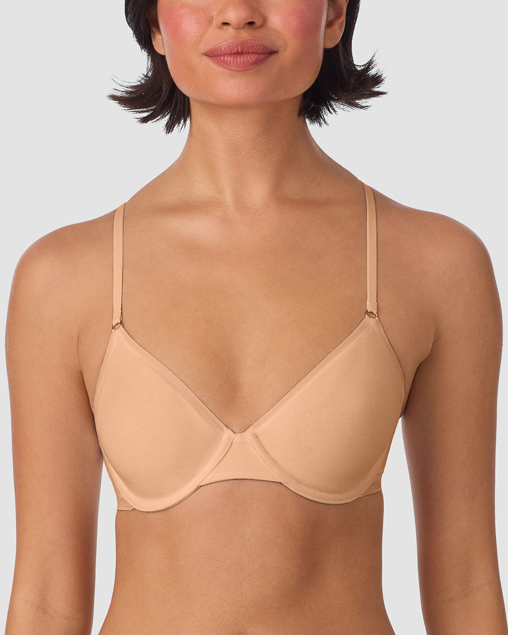 A lady wearing Cabana Cotton Unlined Underwire Bra - Champagne closer view