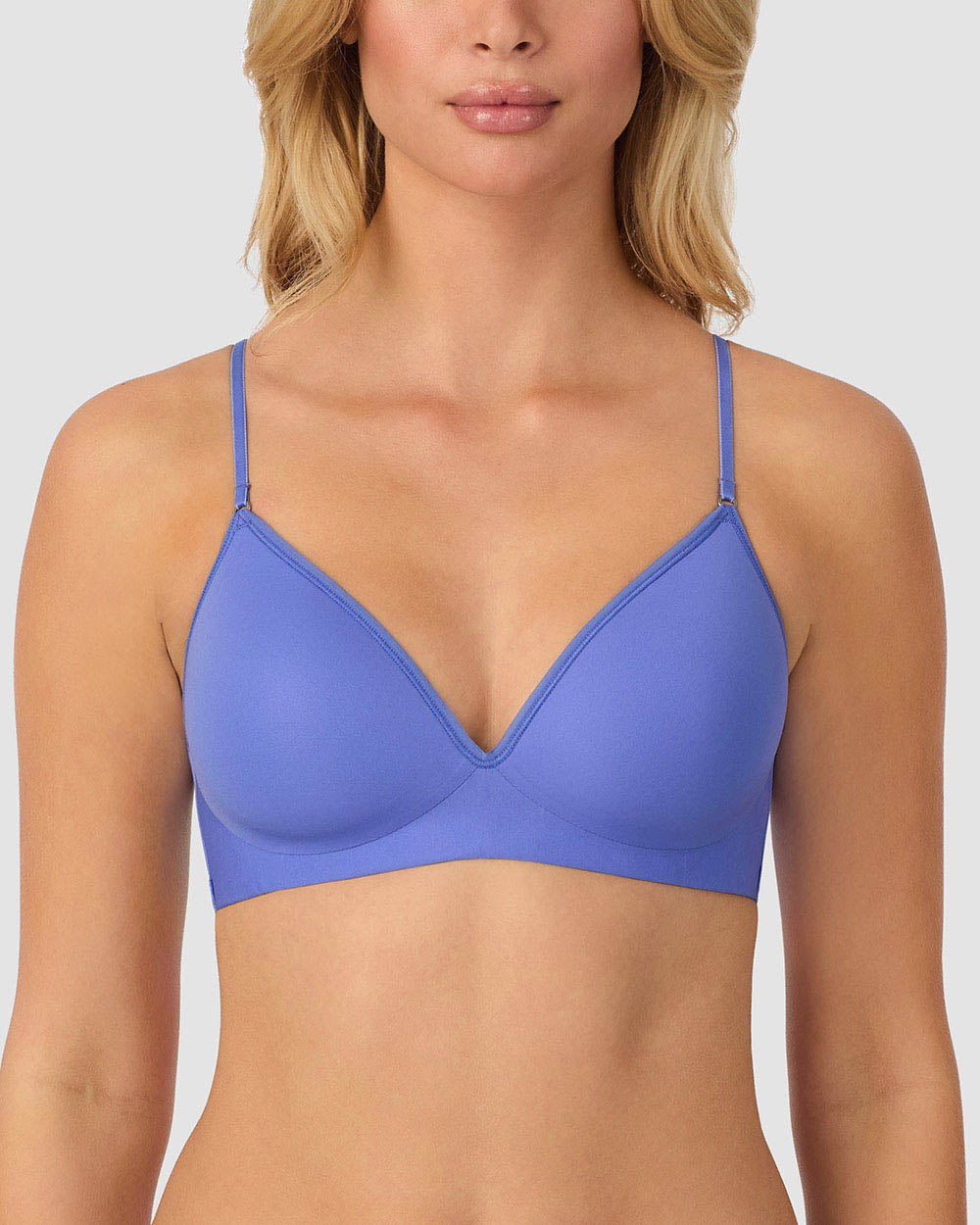 A lady wearing Baja blue Next To Nothing Micro Wireless Bra