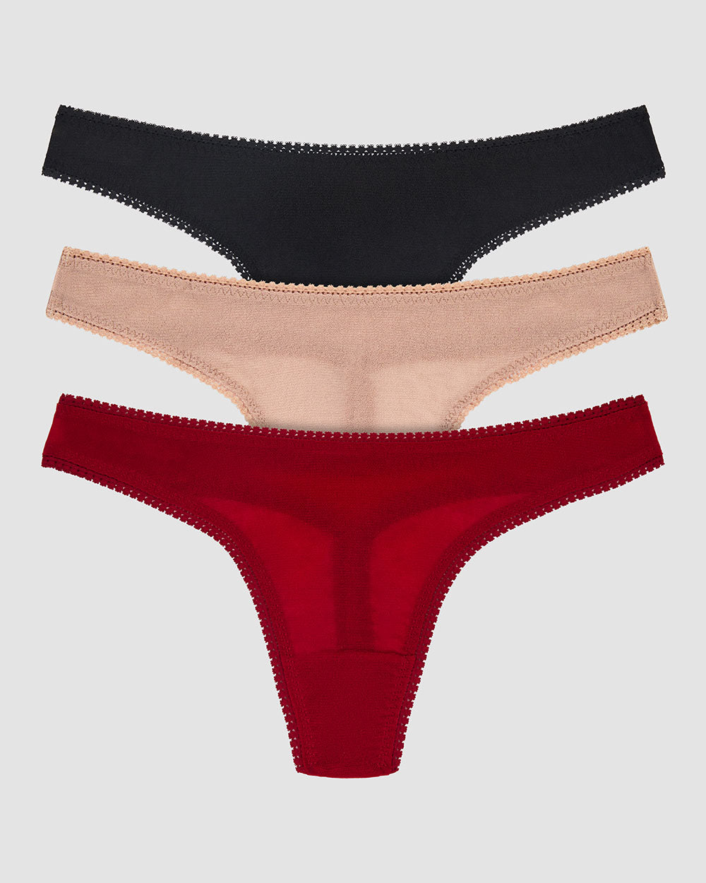 Gossamer Mesh Hip G Thong Underwear 3 Pack- Scarlet Red Champagne Black