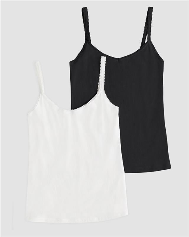 Cabana cotton cami - black/white
