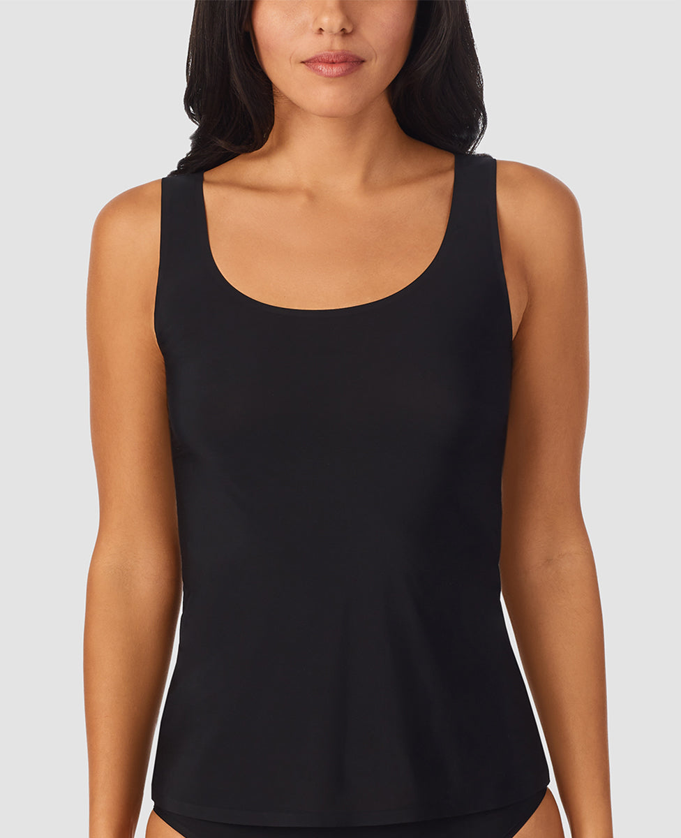 A lady wearing black Heavenly Stretch Tank