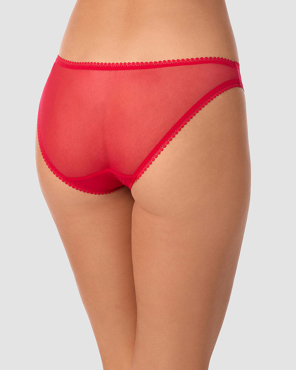 Gossamer Mesh Hip Bikini 3 Pack Ornament Set - Black Champagne Crimson
