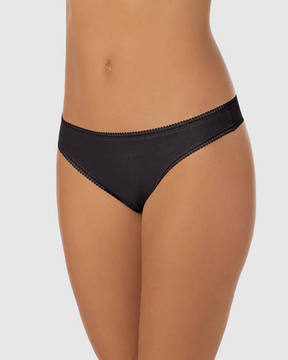 A lady wearing black Cabana Cotton Hip G Thong Underwear