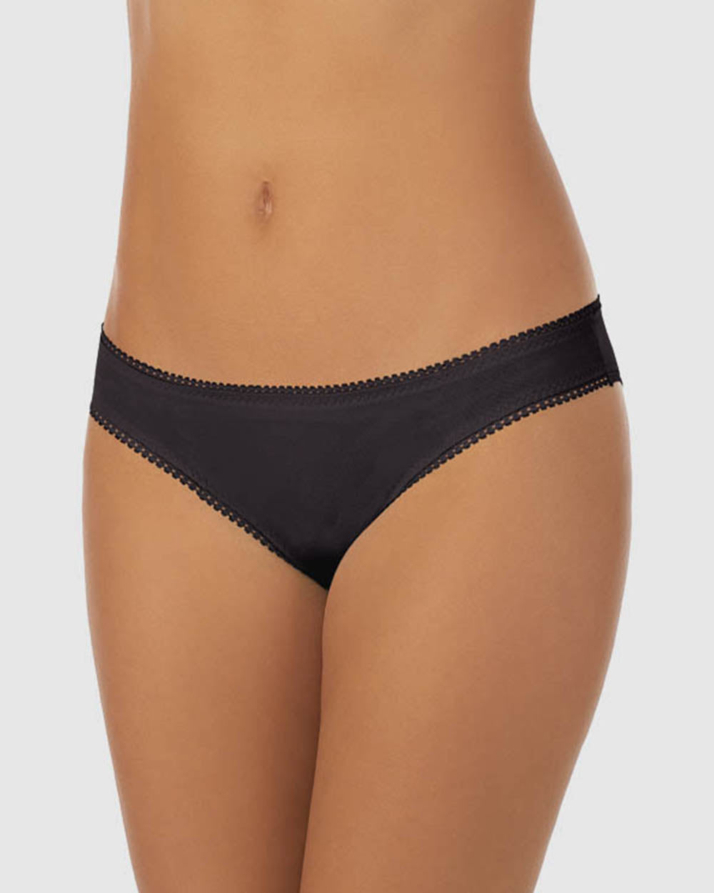 A lady wearing Black Cabana Cotton Hip Bikini Underwear