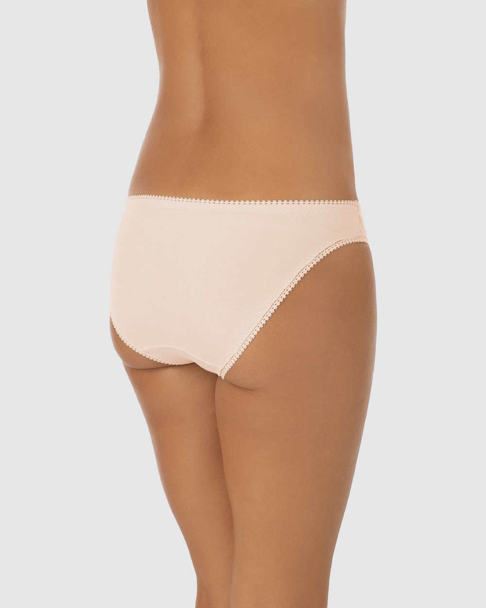 A lady wearing Champagne Cabana Cotton Hip Bikini Underwear