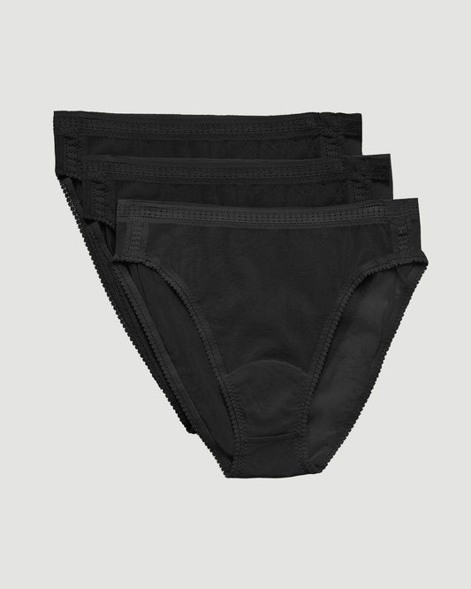 A Gossamer Mesh Hi Cut Brief 3-Pack - Black