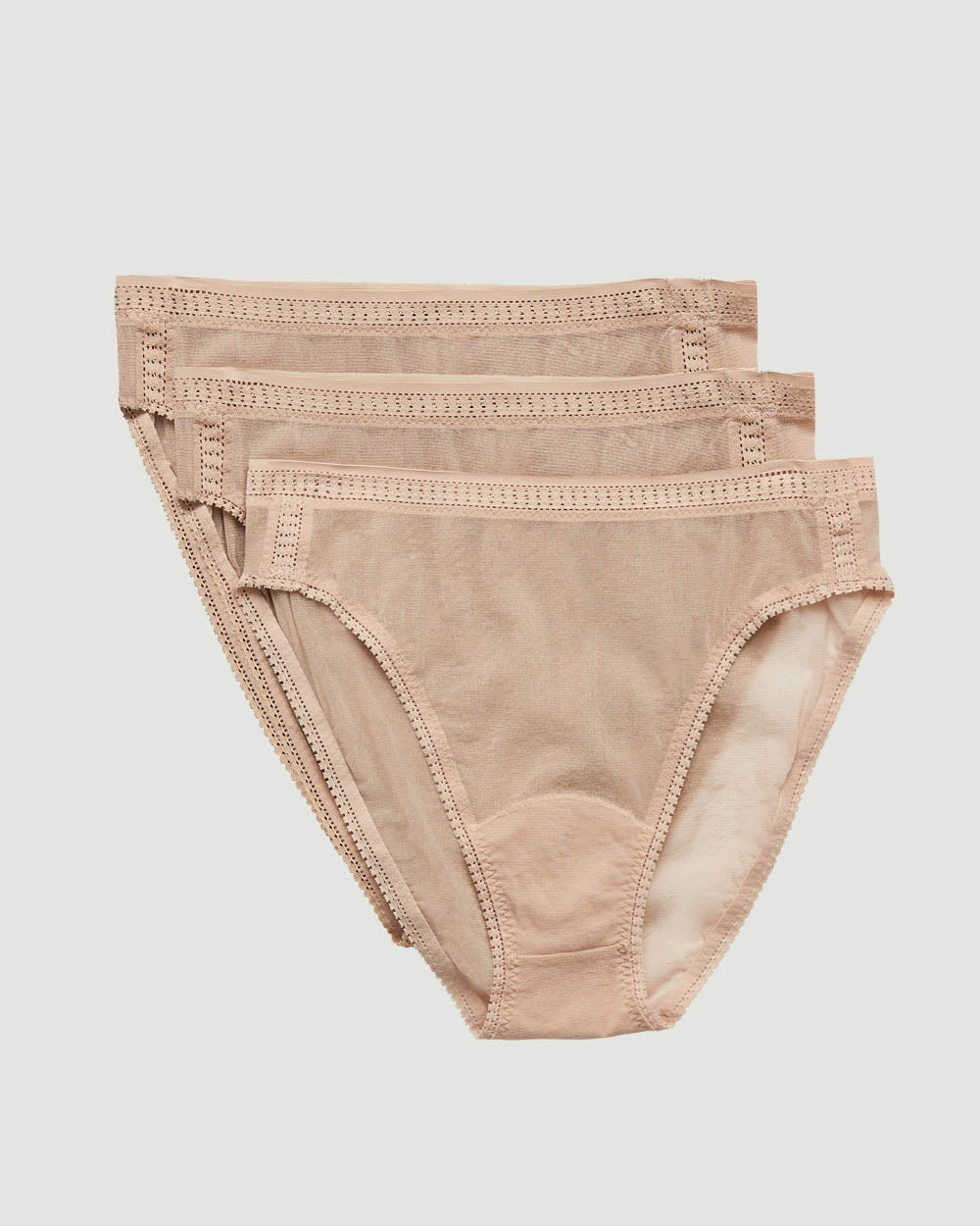 A Gossamer Mesh Hi Cut Brief 3-Pack - Champagne