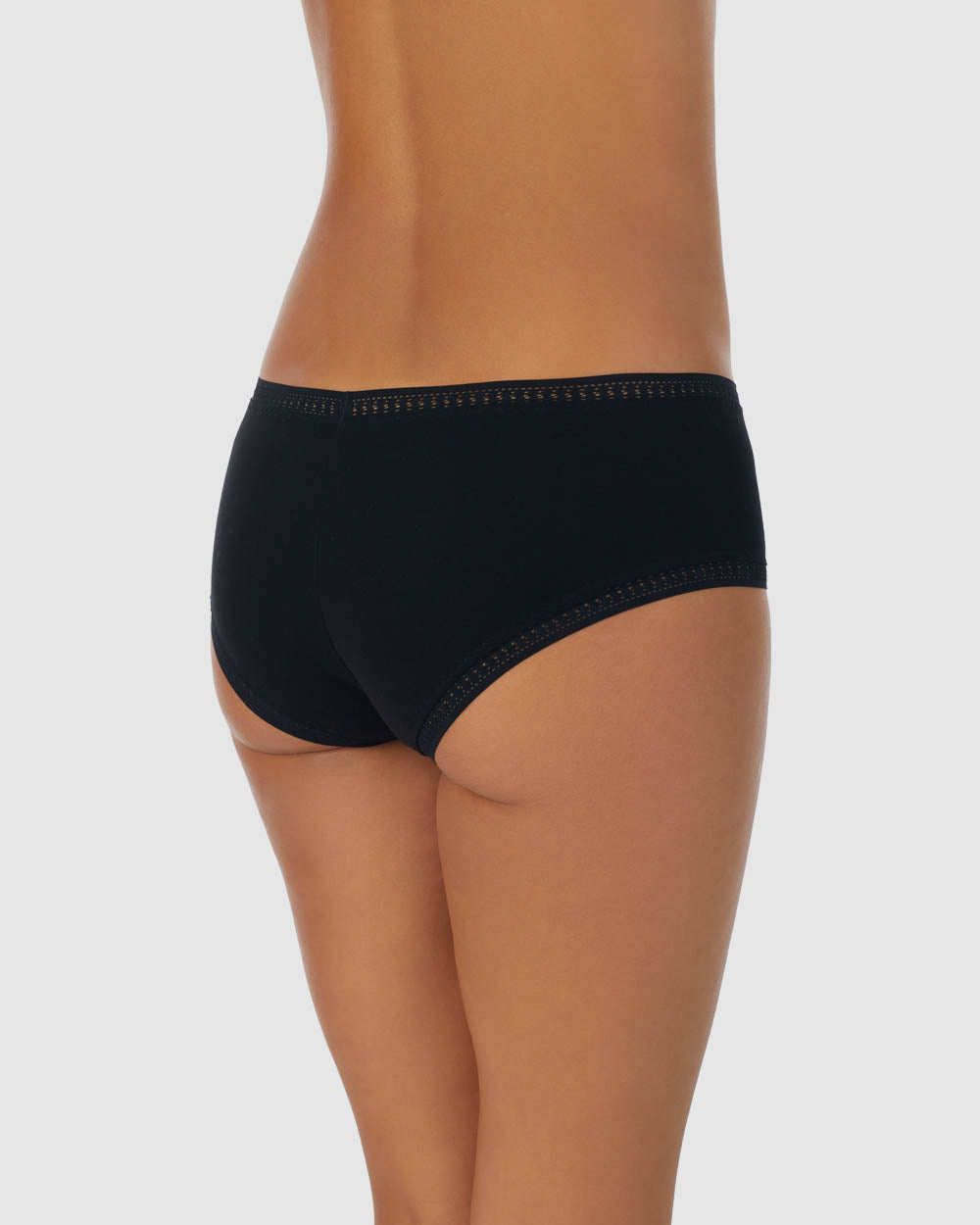 A lady wearing Black Cabana Cotton Boyshort