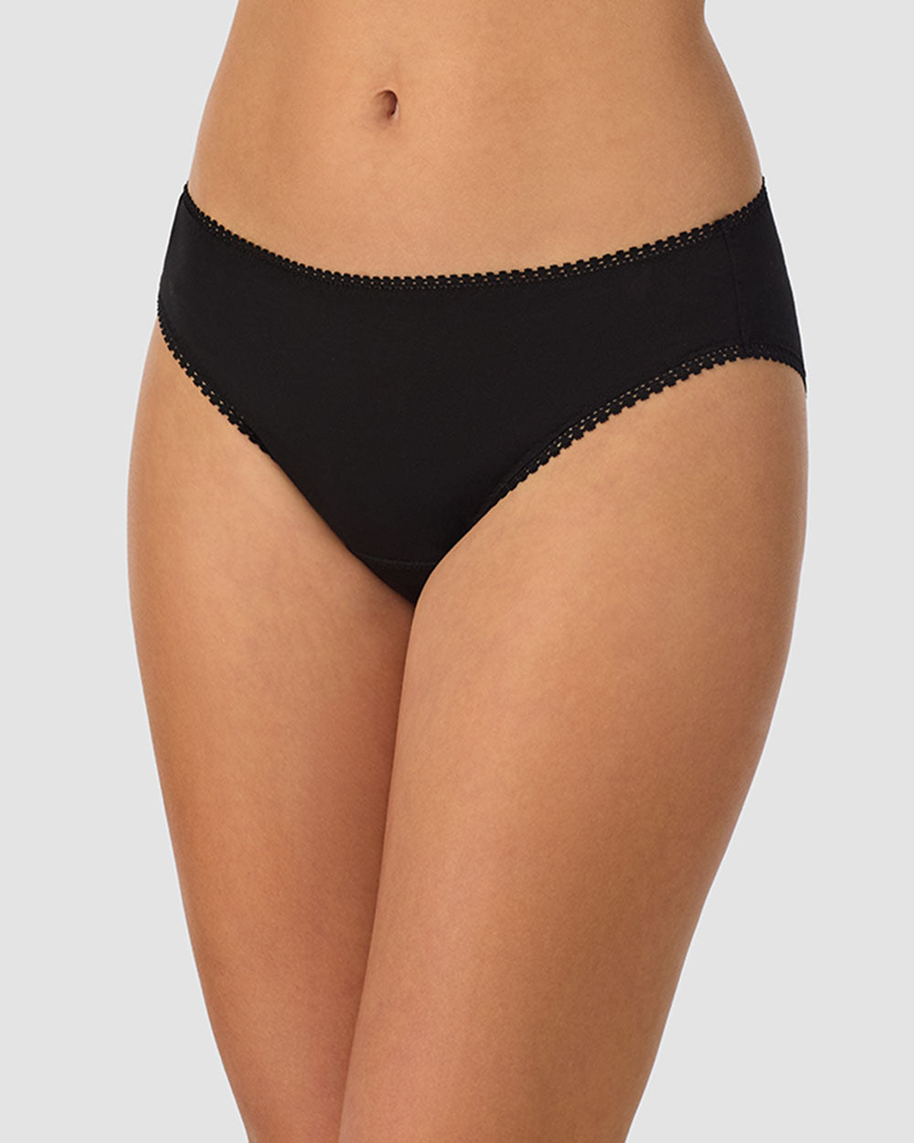 A lady wearing black Cabana Cotton Leak Proof bikini