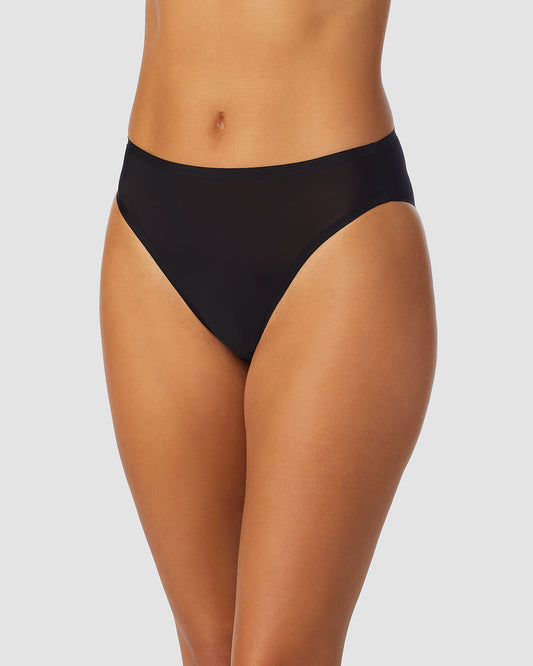 A lady wearing black Heavenly Stretch Hi Cut Brief