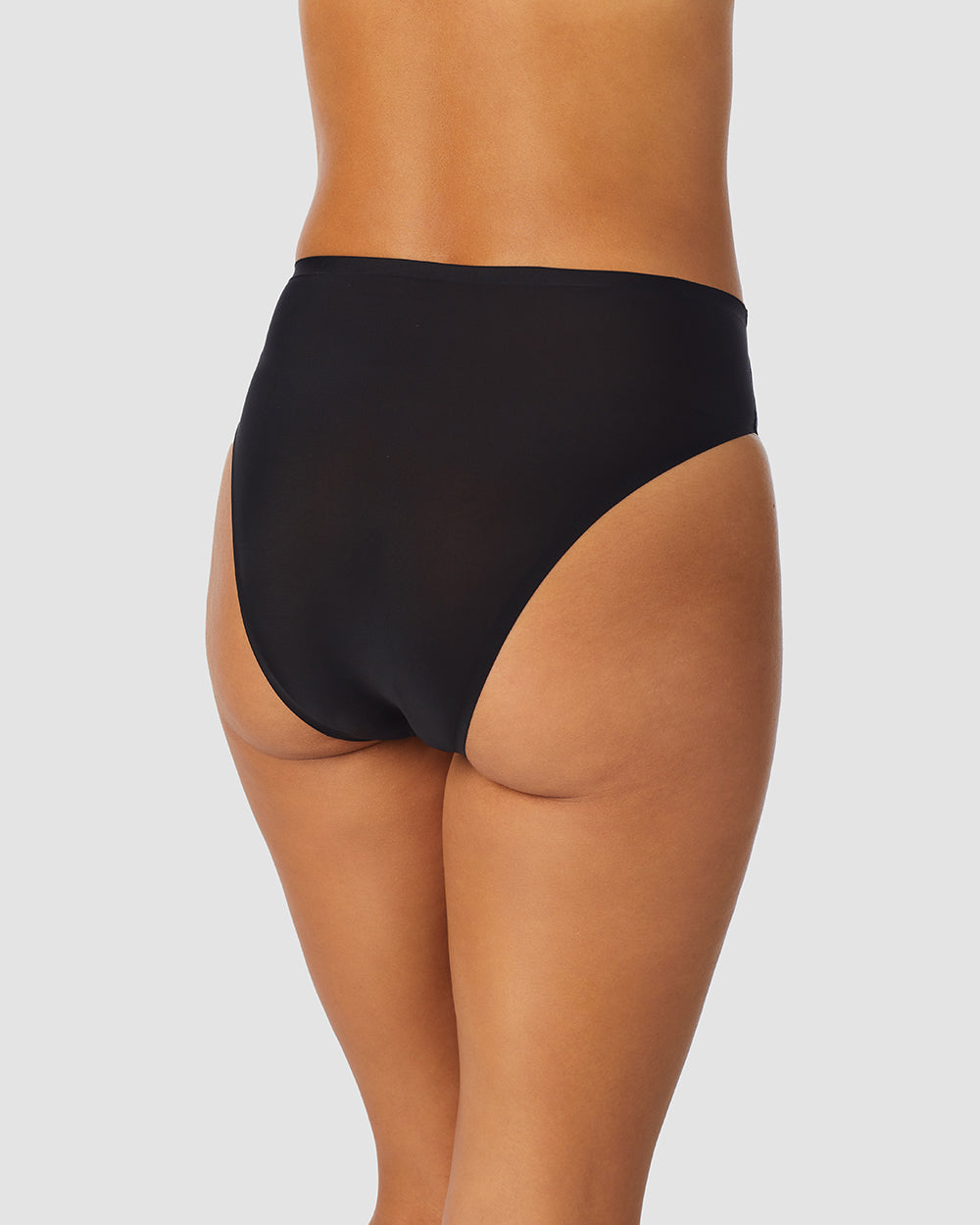 A lady wearing black Heavenly Stretch Hi Cut Brief