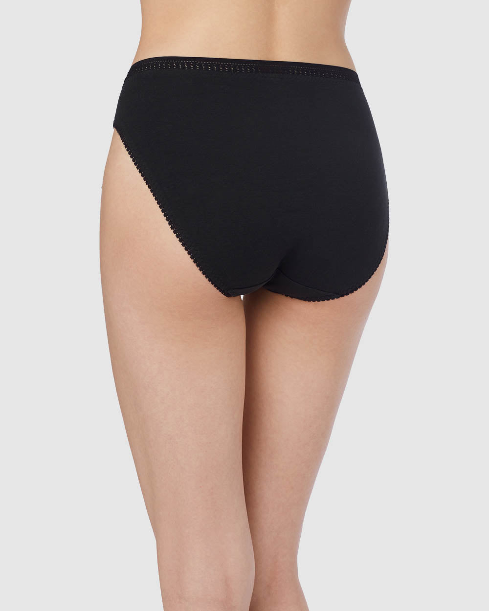 A lady wearing Black Cabana Cotton Hi-Cut Brief Underwear