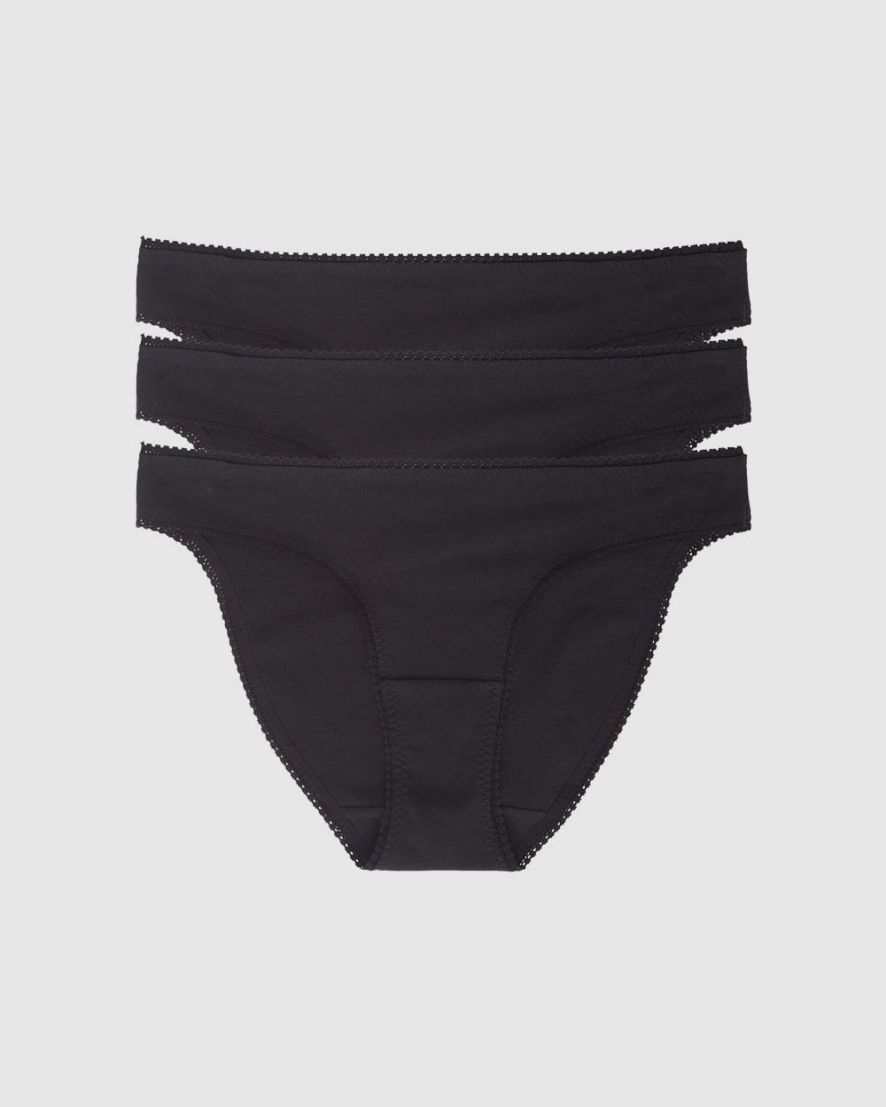 Cabana Cotton Bikini 3 Pack - Black Black Black – On Gossamer