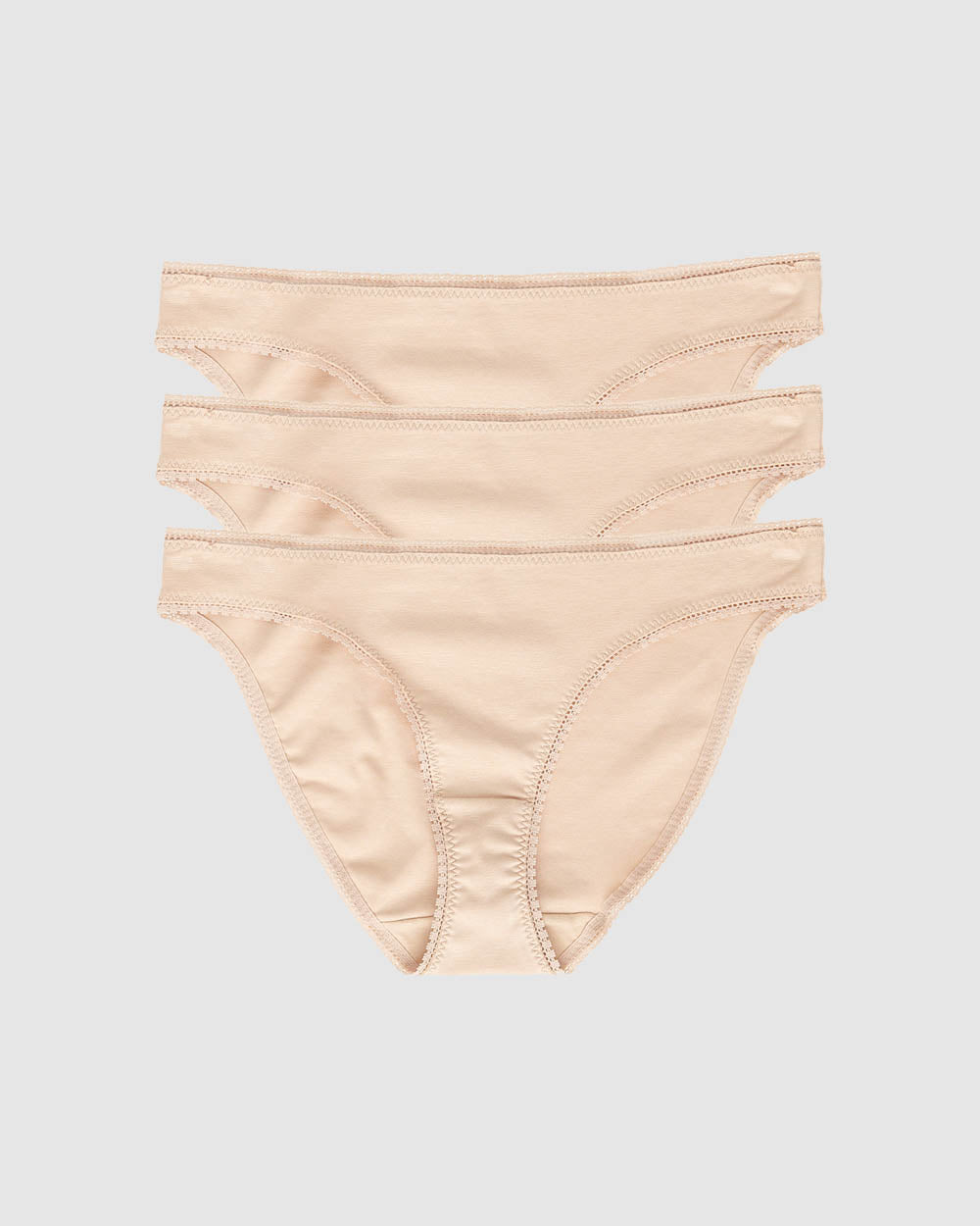 A Cabana Cotton Bikini 3-Pack - Champagne