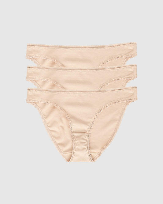 A Cabana Cotton Bikini 3-Pack - Champagne