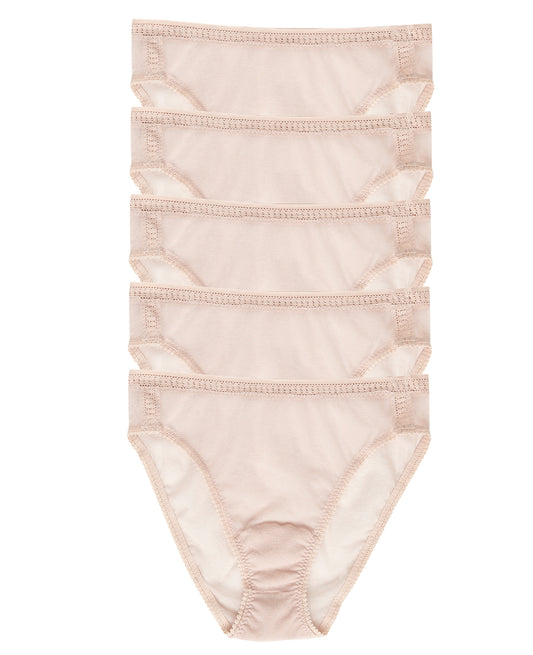 Gossamer Mesh Hi Cut Brief Underwear 5 Pack - Champagne