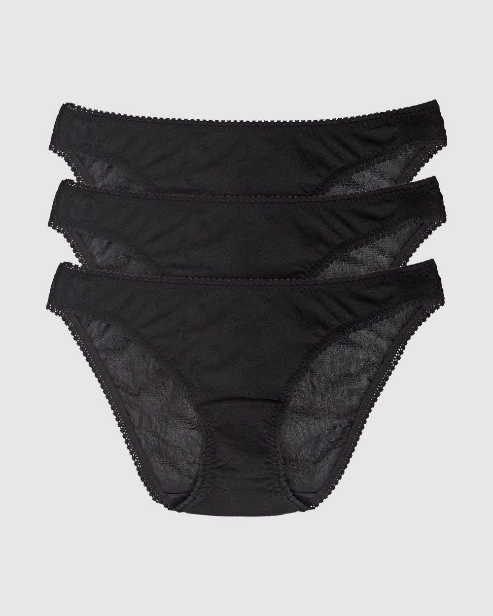 Gossamer Mesh Hip Bikini Underwear 3 Pack - Black – On Gossamer