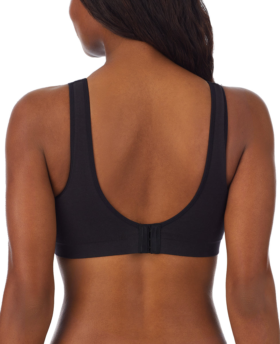 A lady wearing Black Cabana Cotton Seamless Easy Tank Bralette