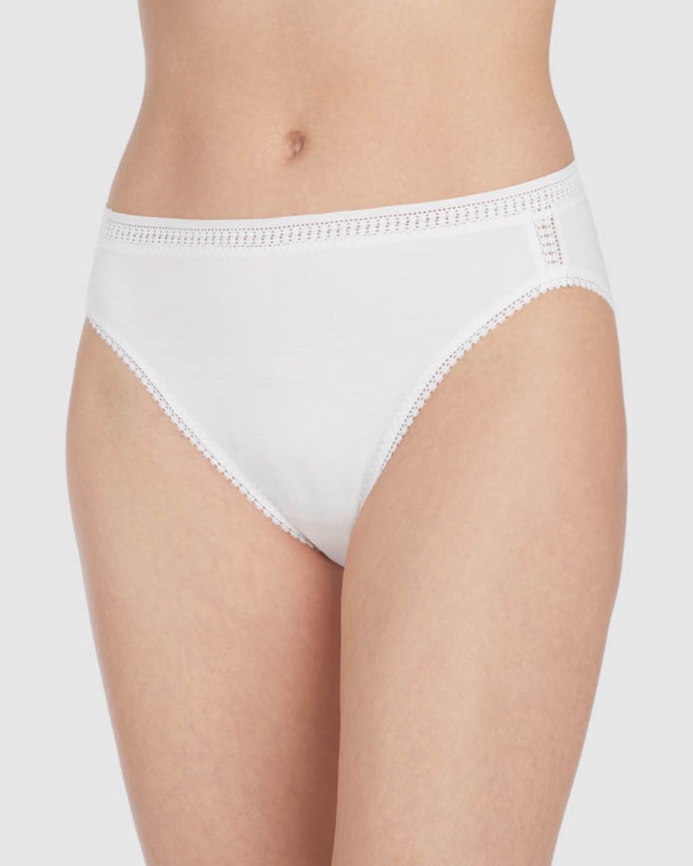 Cabana Cotton Hi Cut Brief Underwear - White