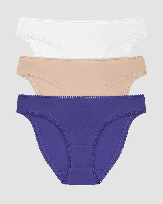 Cabana Cotton Bikini Underwear 3 Pack - White Champagne Deep Wisteria