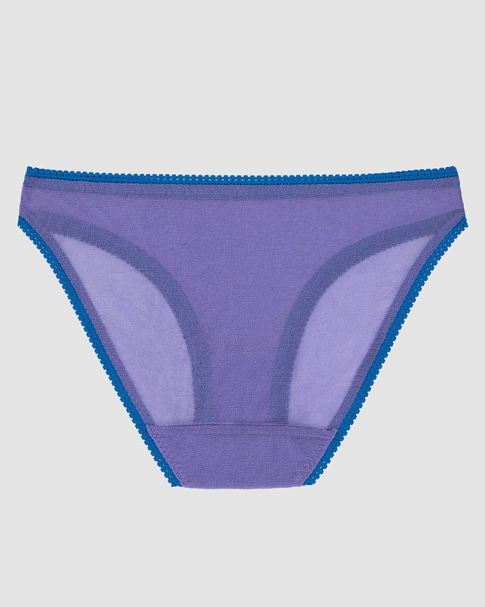 A twilight blue Gossamer Mesh Hip Bikini Underwear