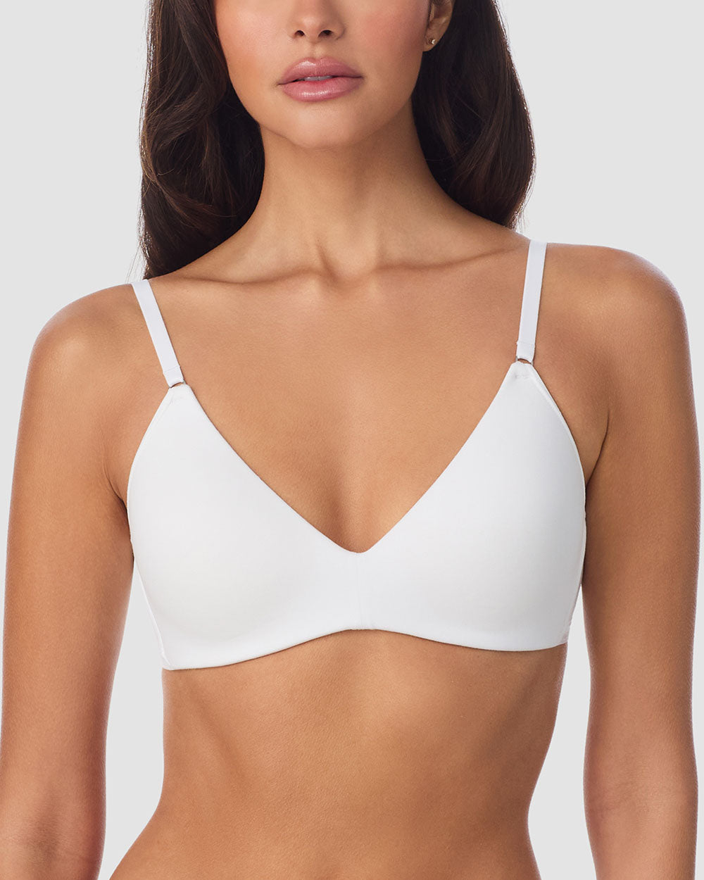 A lady wearing Cabana Cotton Wire Free Push Up - White closer look
