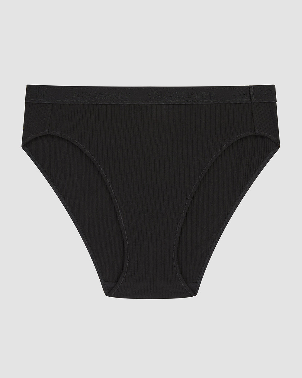 A Cabana Cotton Rib Hi Cut - Black the front view