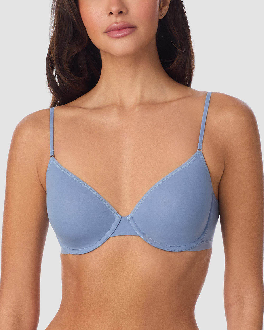 A lady wearing Next To Nothing Micro T-Shirt Bra - Country Blue closer look