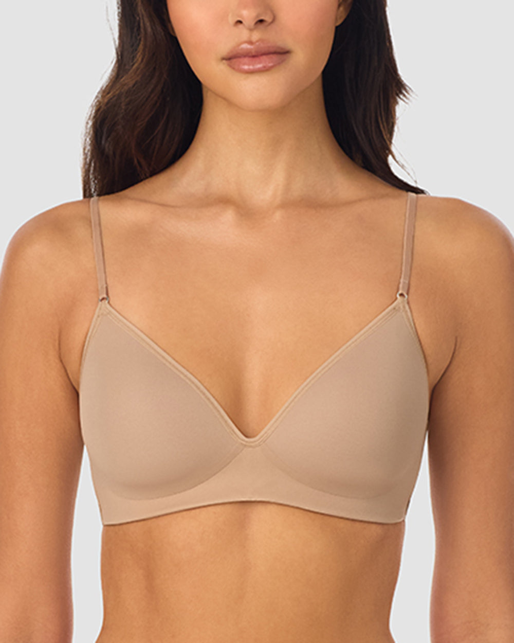 A lady wearing Next to Nothing Micro Wireless Bra - Mocha closer look