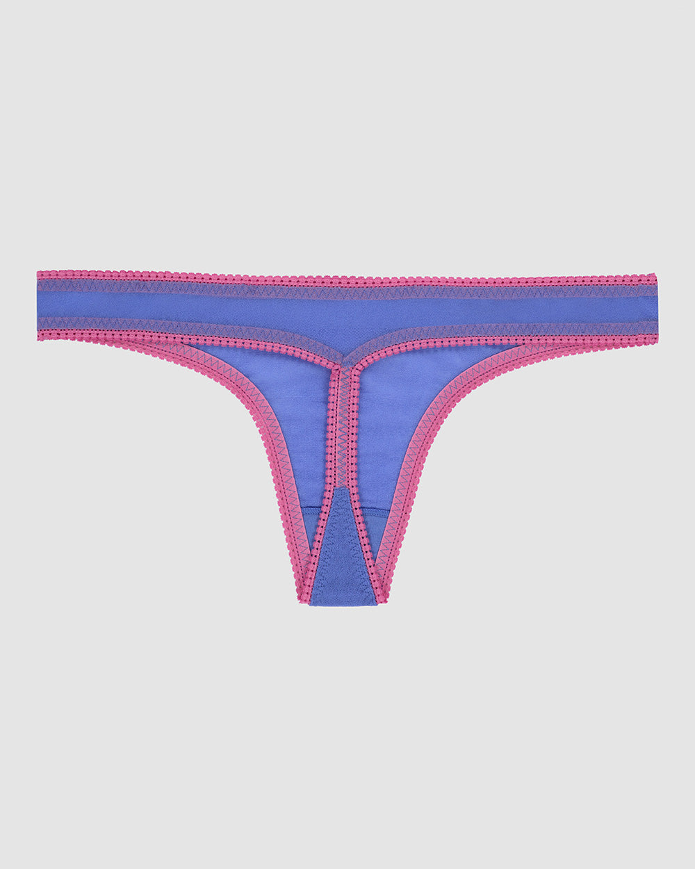 A lady wearing bajaj blue Gossamer Mesh Hip G Thong Underwear 