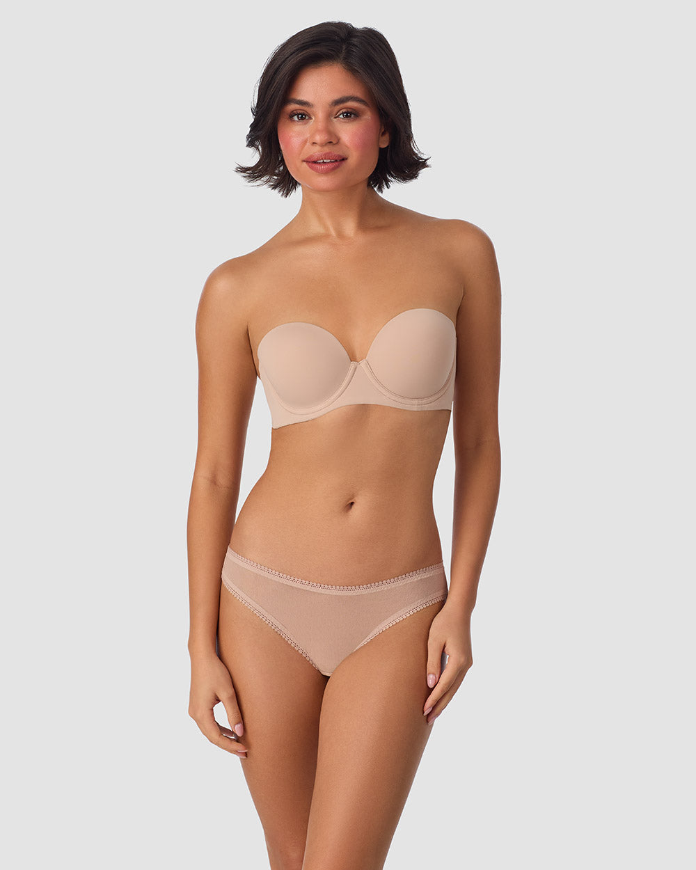 Sleek Micro Strapless Plunge - Champagne