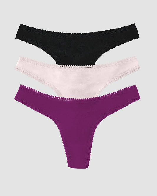 A Gossamer Mesh Hip G Thong Underwear 3 Pack Grape wine Mauve chalk Black