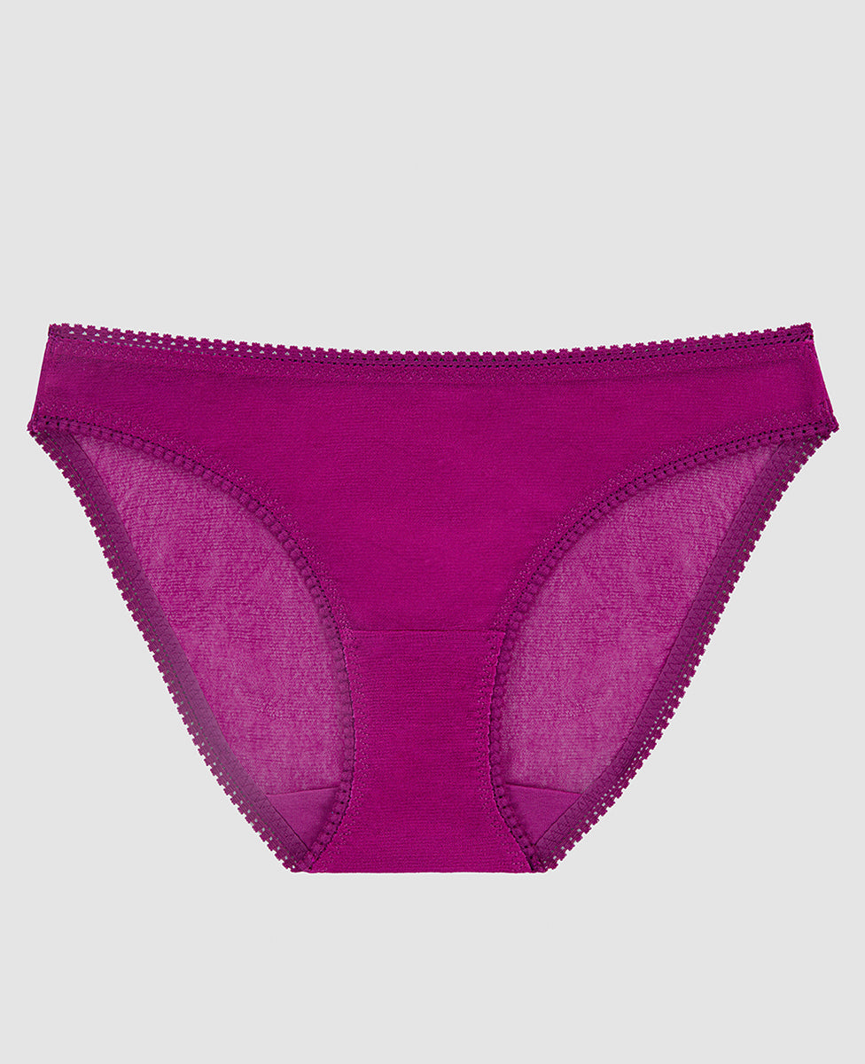 A purple wine gossamer mesh hip bikini underwear