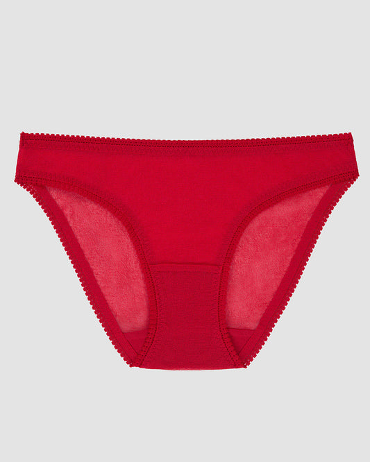 A Gossamer Mesh Hip Bikini Underwear - Crimson