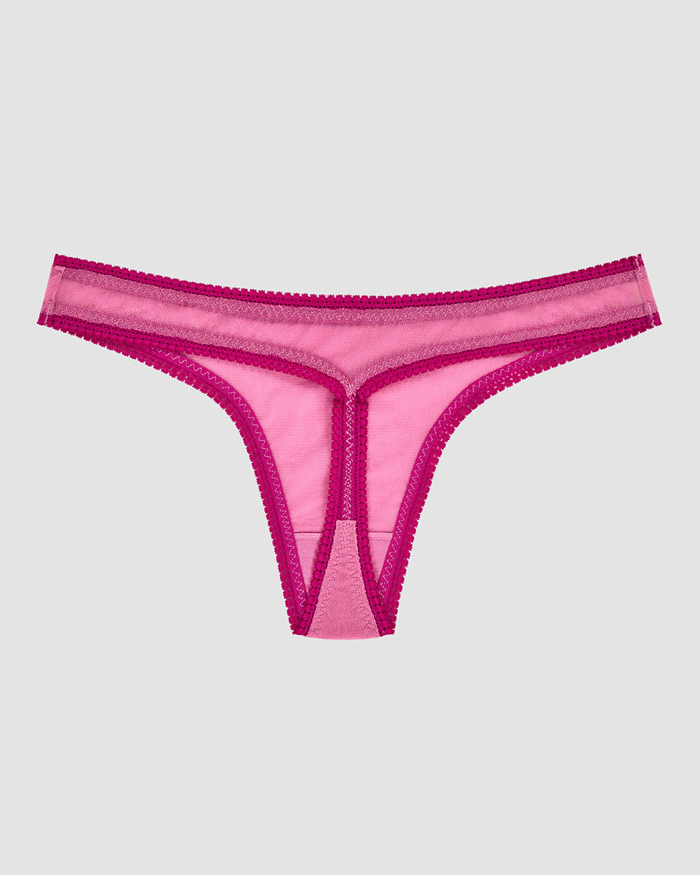 Gossamer Mesh Hip G Thong Underwear - Dusted Petal back view