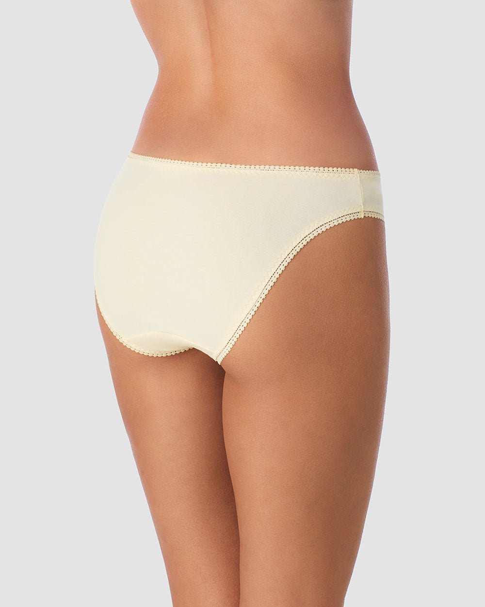 A Lady Wearing Cabana Cotton Hip Bikini Underwear - Banana Cream posing back view