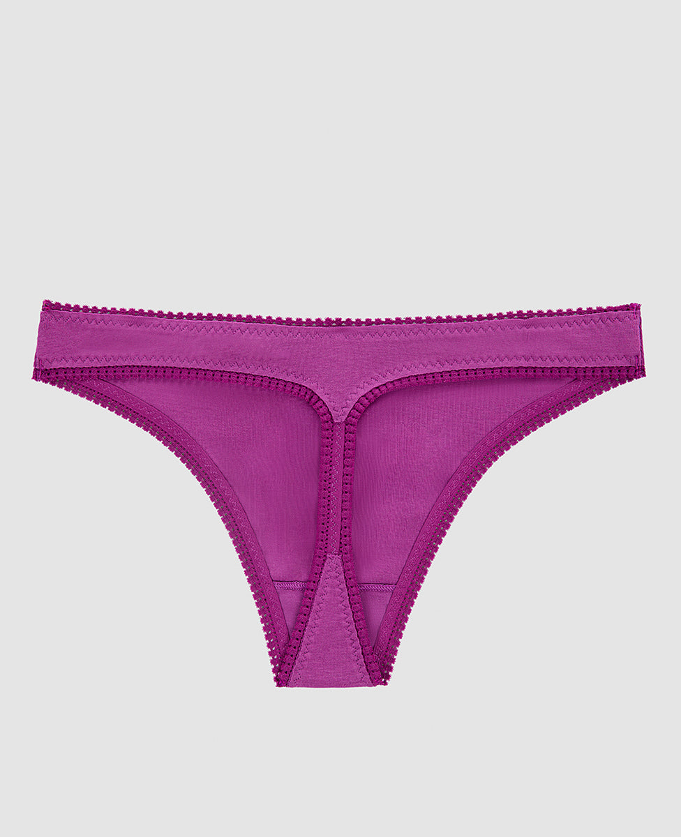 A purple wine cabana cotton hip g thong underwear.