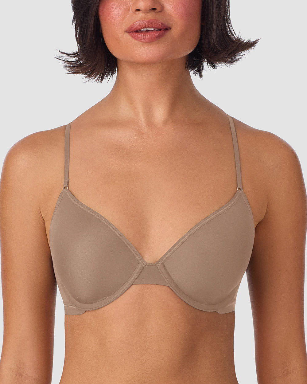 A lady wearing Next to Nothing Micro T Shirt Bra - Mocha closer look