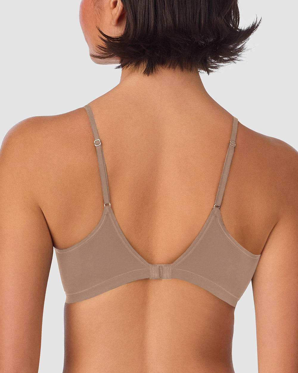 A lady wearing Next to Nothing Micro T Shirt Bra - Mocha back view