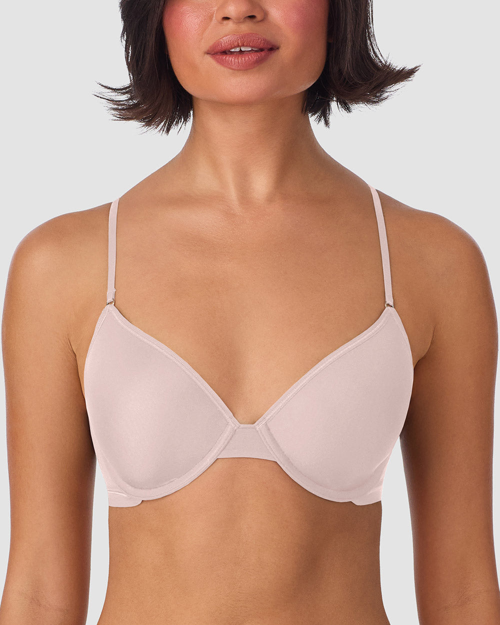 A lady wearing Next to Nothing Micro T Shirt Bra - Mauve Chalk closer look