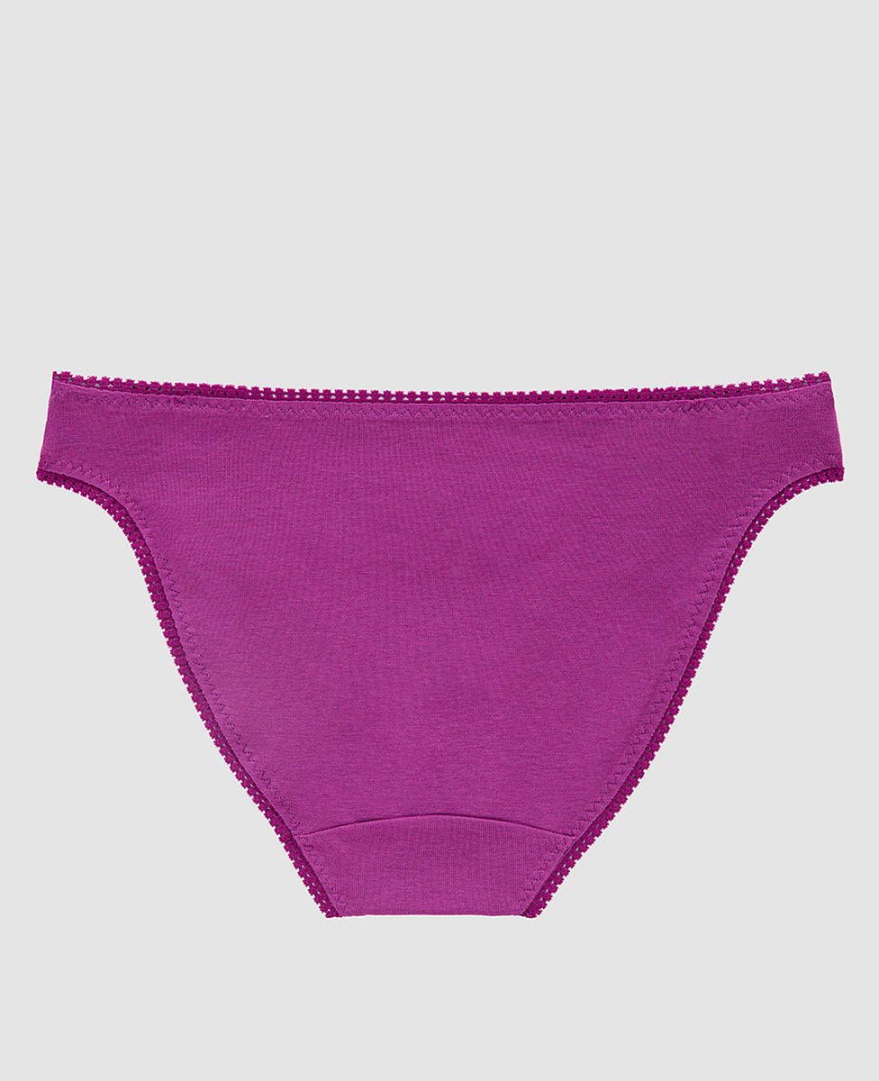 A purple wine cabana cotton hip bikini underwear.