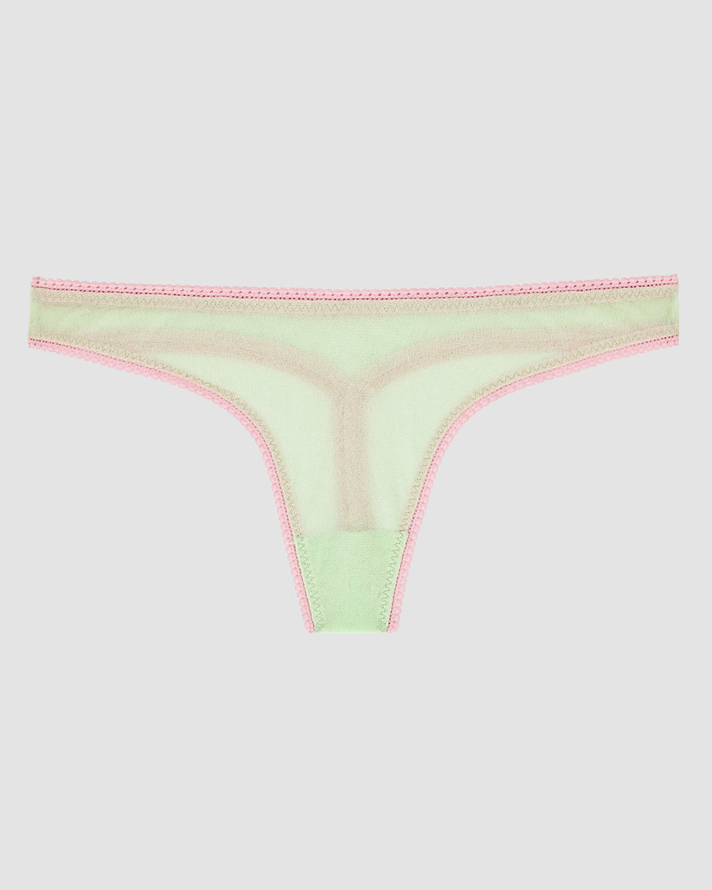 A Gossamer Mesh Hip G Thong Underwear - Dusted Lime The Front View