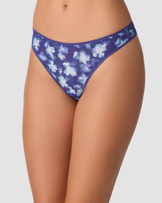 A lady wearing Triple Mesh Hip G Thong Underwear - Heavenly Floral