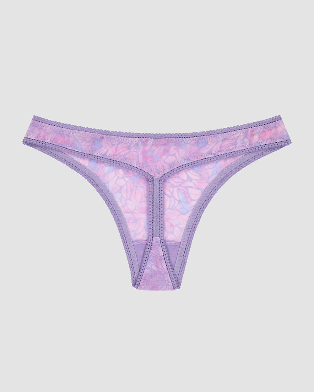 A Triple Mesh Hip G Thong Underwear - Watercolor Petals back view