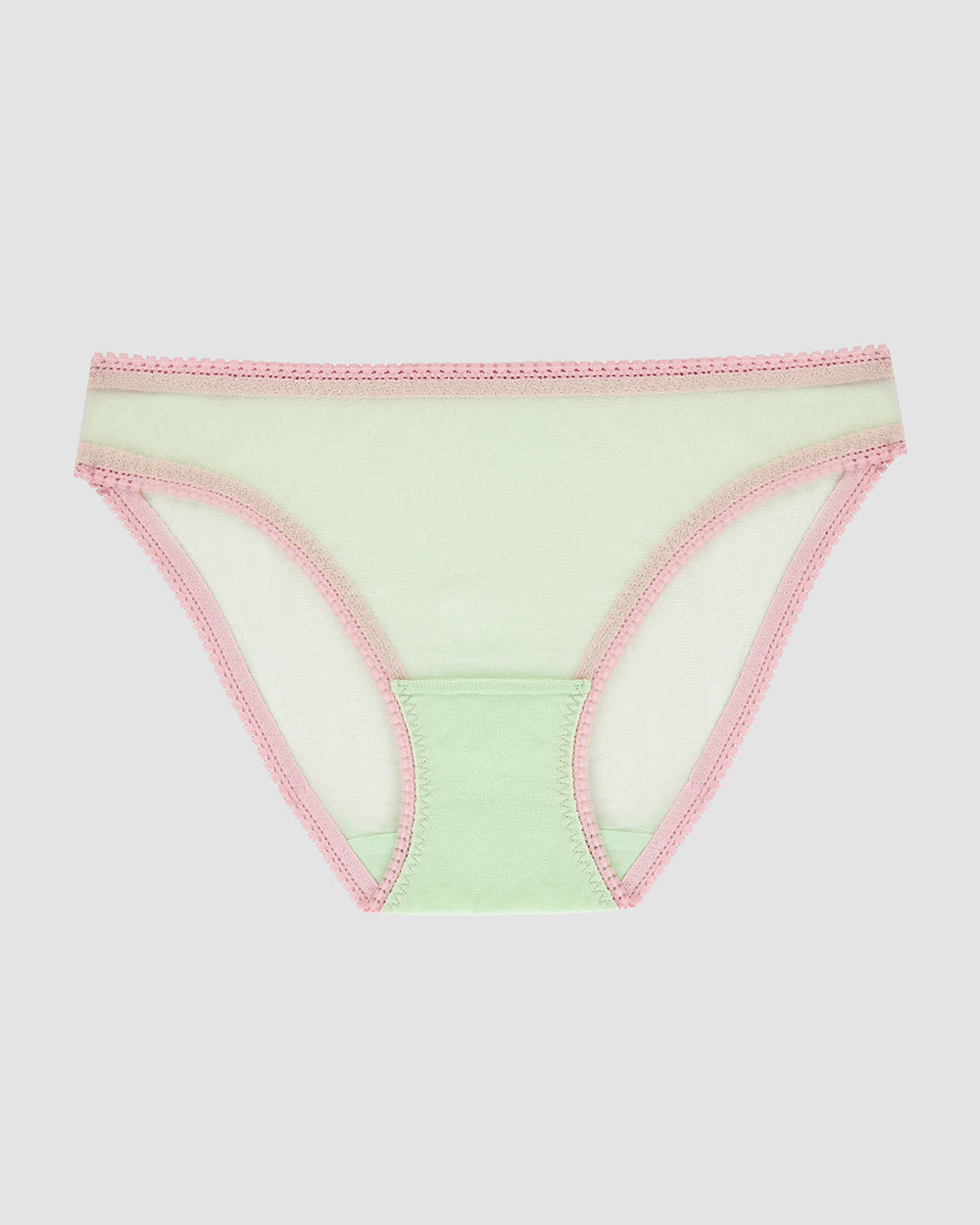 A Gossamer Mesh Hip Bikini Underwear - Dusted Lime The Front View