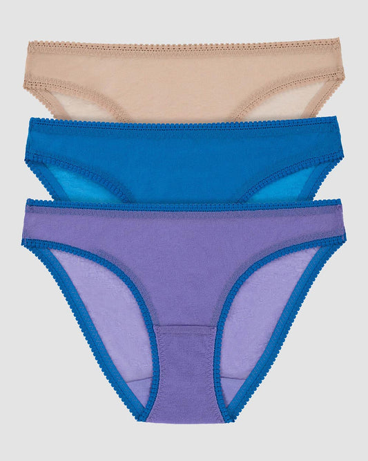 A Champgane Shifting Tide Twilight Blue Gossamer Mesh Hip Bikini Underwear 3 Pack 